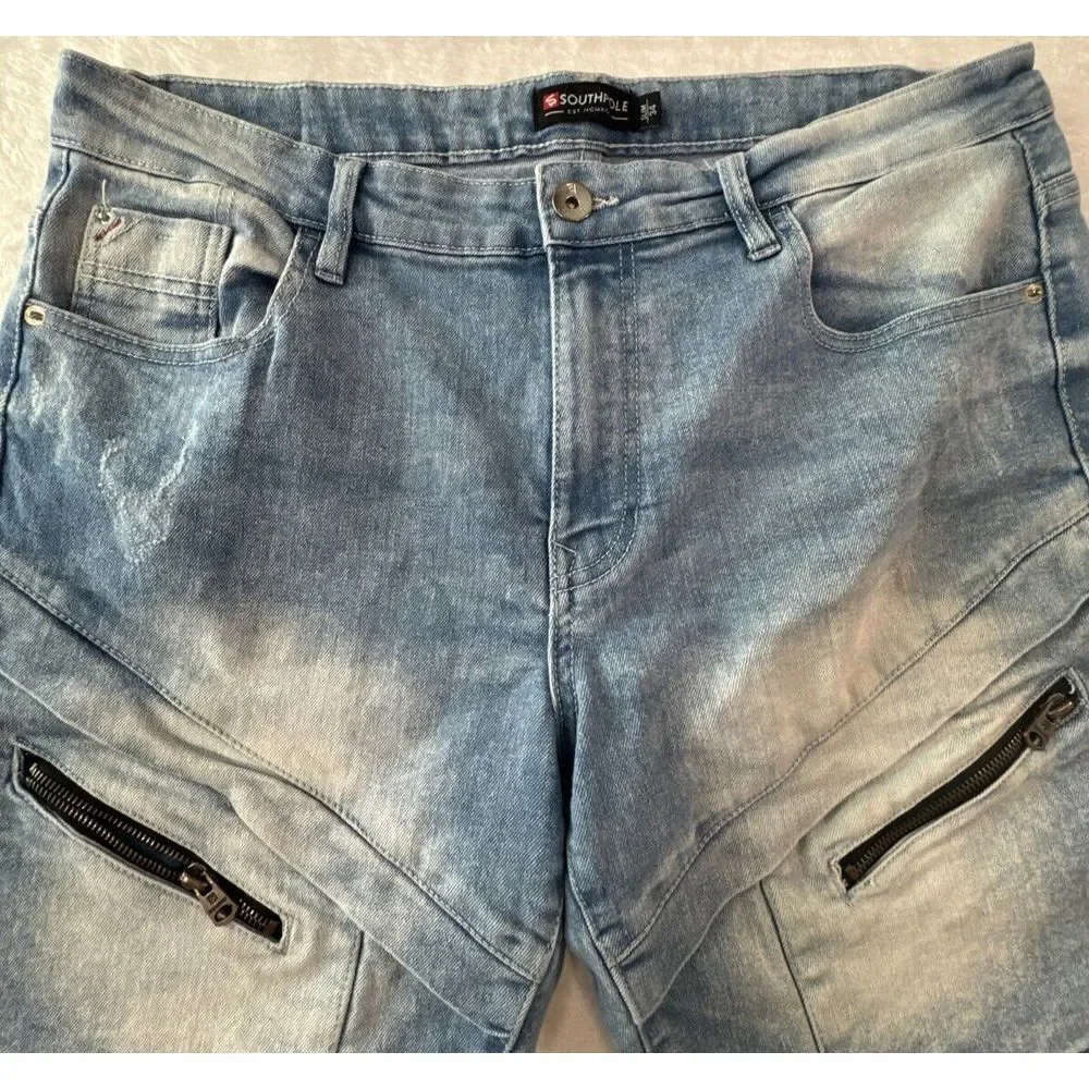 South Pole Shorts Mens 34 (Fits 36)‎ Slim Fit Jean Denim Jorts Faded Y2K 00s VTG